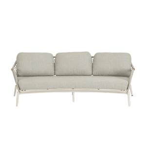 Bizzotto Sofa Eulero Pelican, 231 cm breit, mit Kissen. Gartenbank mit Aluminiumgestell und Teakholz-Akzenten.