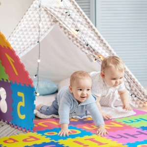 Relaxdays Puzzlematte ABC und Zahlen EVA-Schaumstoff Bunt Wasserabweisend 180,5 cm x 180,5 cm 2,5 kg
