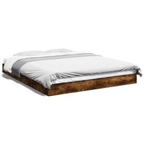 vidaXL Bettgestell ohne Matratze Räuchereiche 160x200 cm Holzwerkstoff 842011