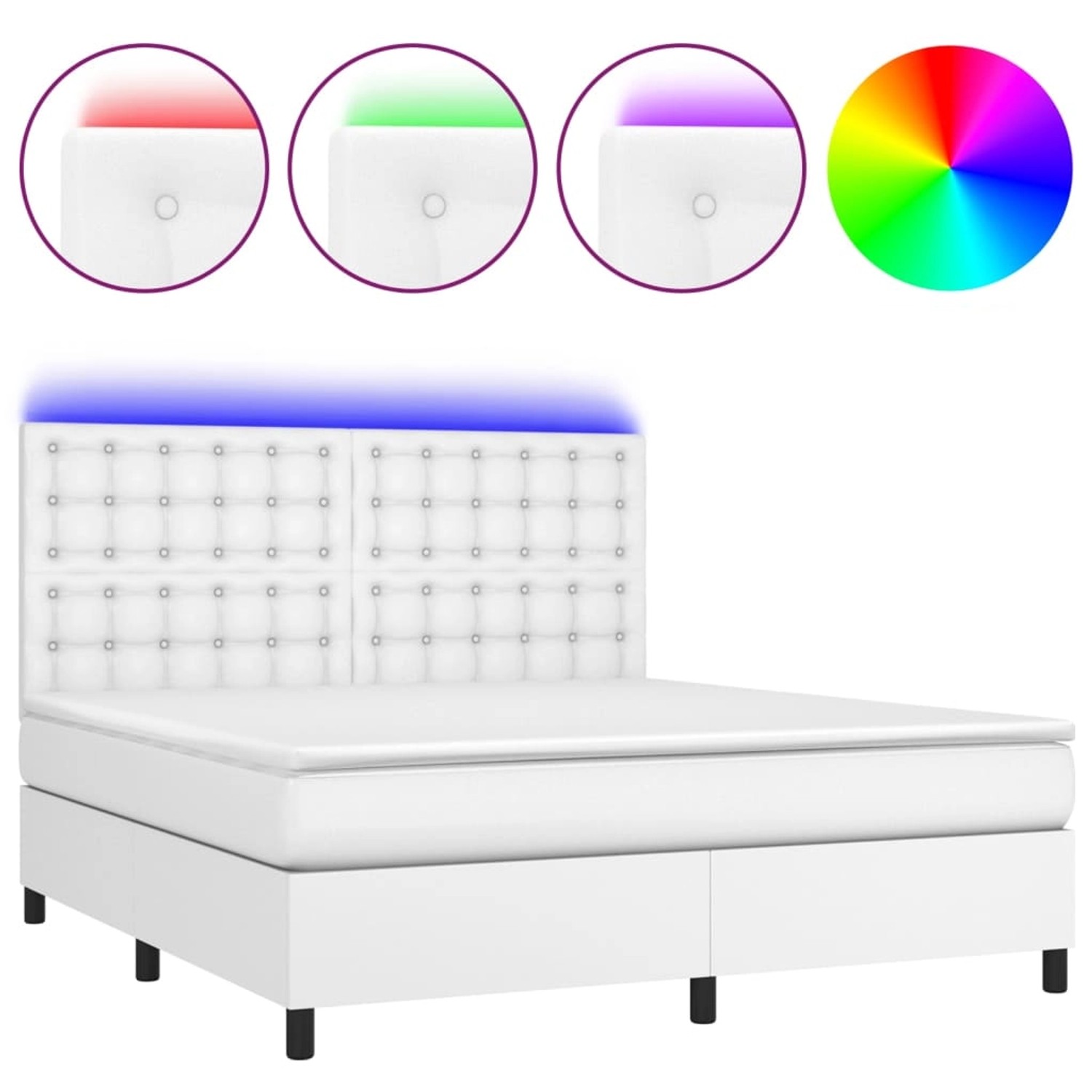 vidaXL Boxspringbett mit Matratze & LED Weiß 160x200 cm Kunstleder 3135952 günstig online kaufen