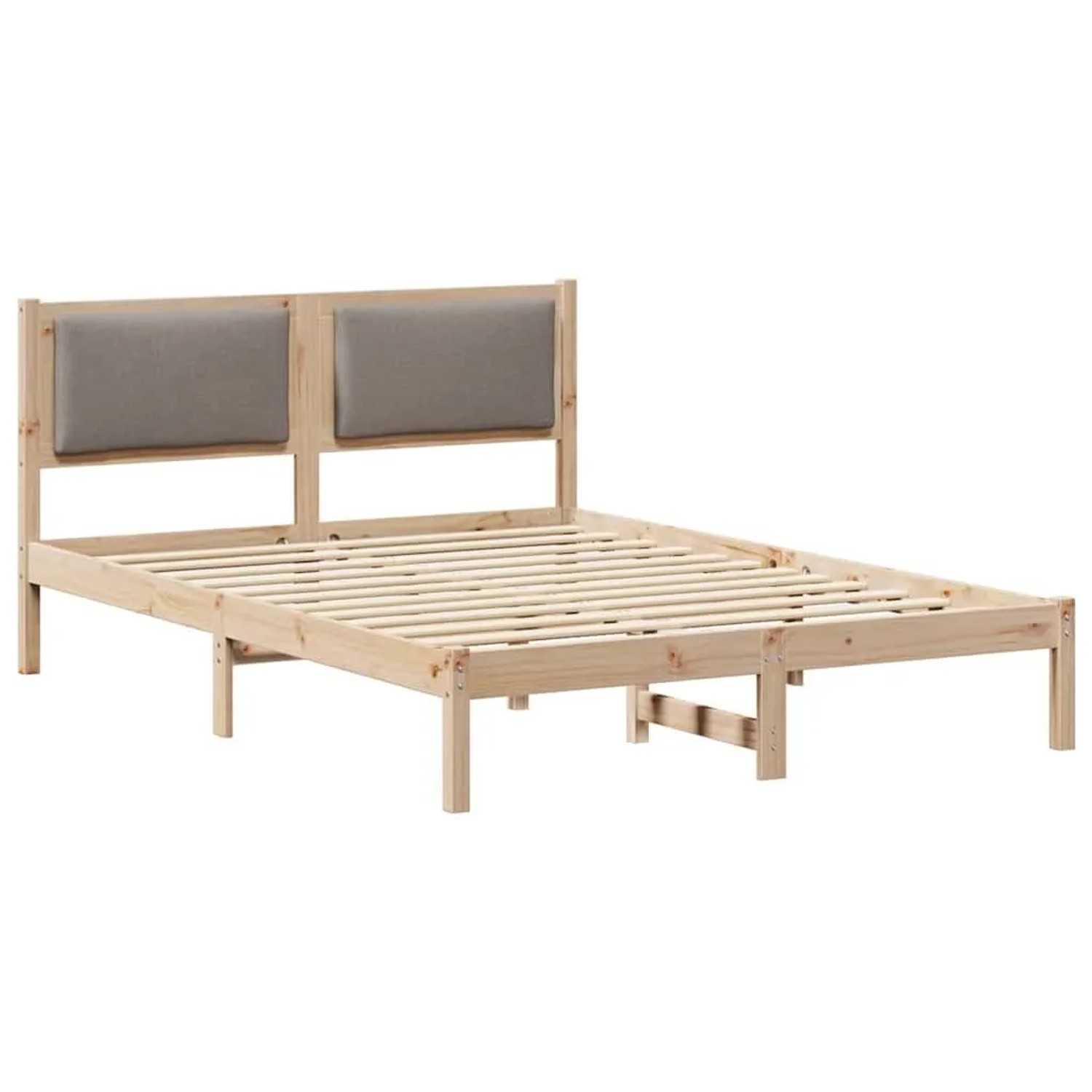 vidaXL Bettrahmen mit Kopfteil Taupe 140 x 190 cm Massives Kiefernholz 878127