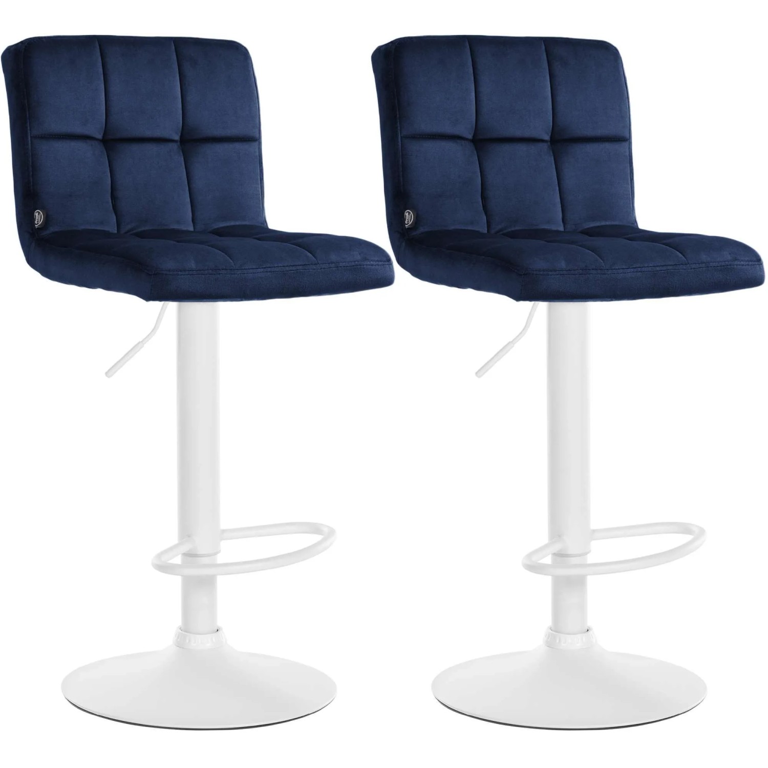 CLP 2er Set Barhocker Peru Samt Blau/Weiß