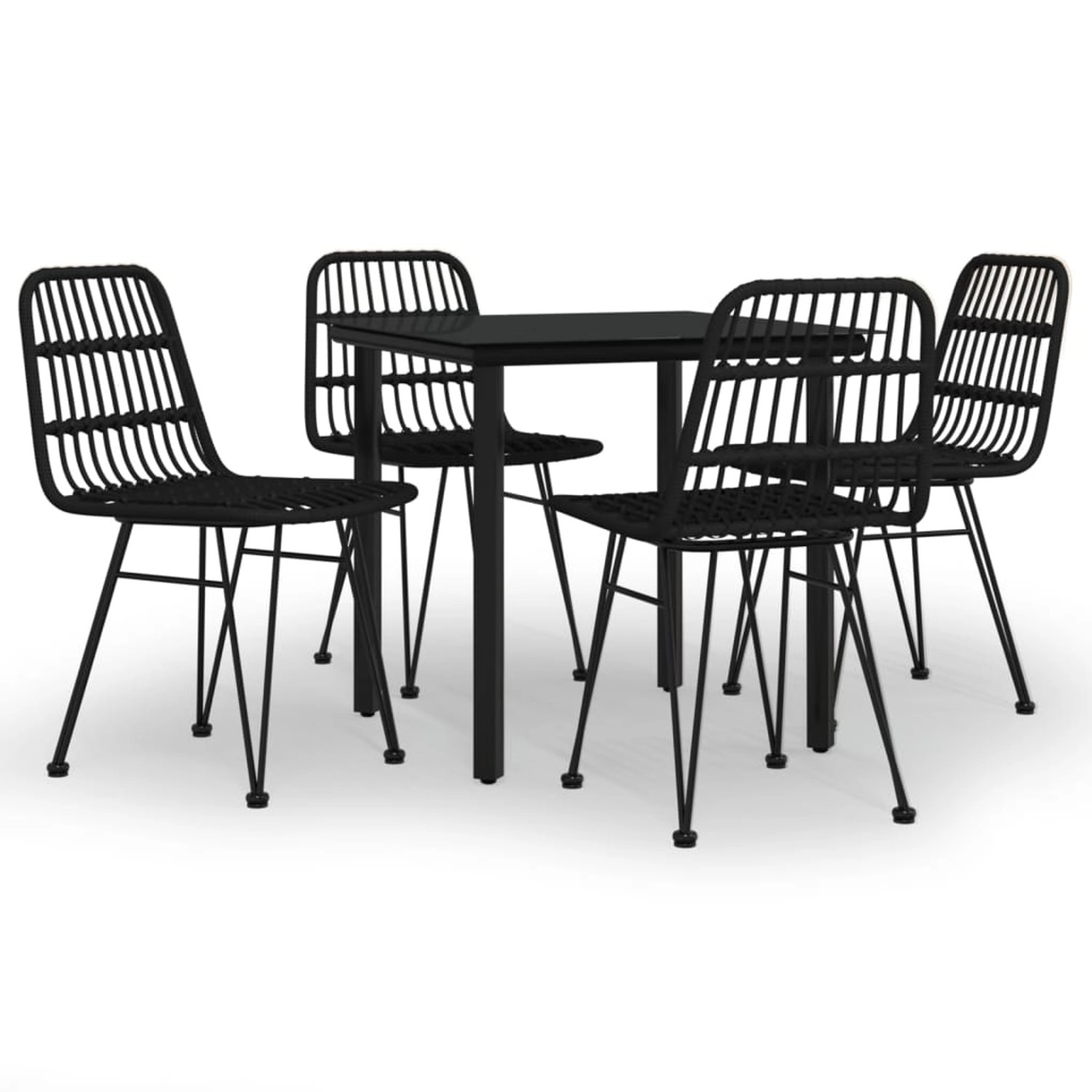 vidaXL 5-Tlg Garten-Essgruppe Schwarz Poly Rattan 3157895