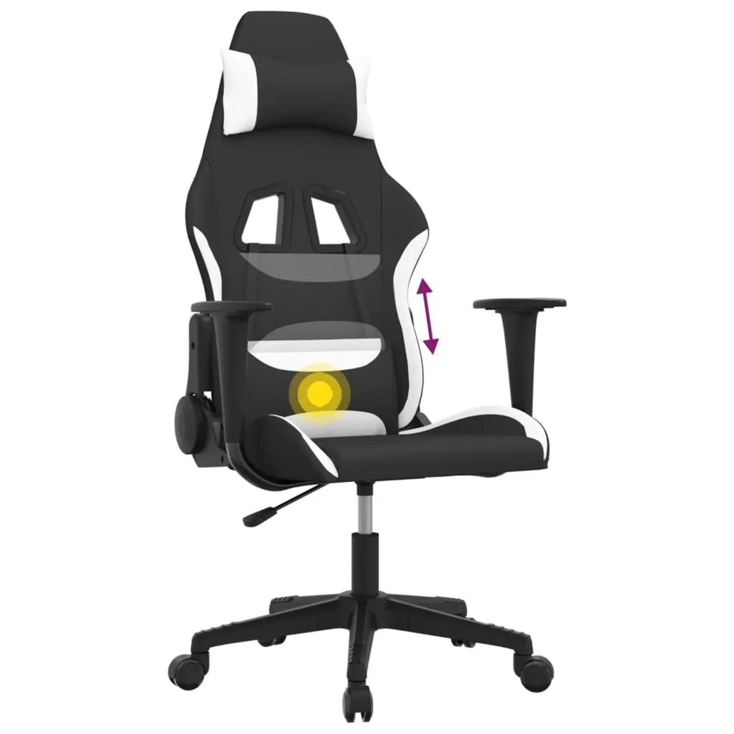 vidaXL Gaming-Stuhl mit Massagefunktion Schwarz und Weiß Stoff 345498_7