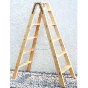 PROREGAL Holz-Malerleiter mit Eimerhaken, 2x4 Stufen, Made in Germany.