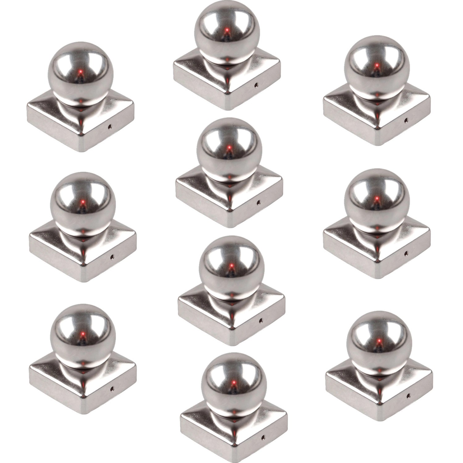 Holmwerk 10x Pfostenkappe Edelstahl 91mm Kugel Abdeckkappe für Pfosten 9x9c günstig online kaufen