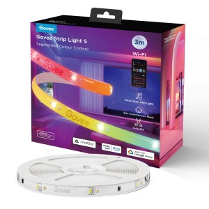 Govee LED-Leuchtband H612F S 3 m mit Verpackung und aufgerolltem Band. RGBICW, dimmbar, warmweiß.