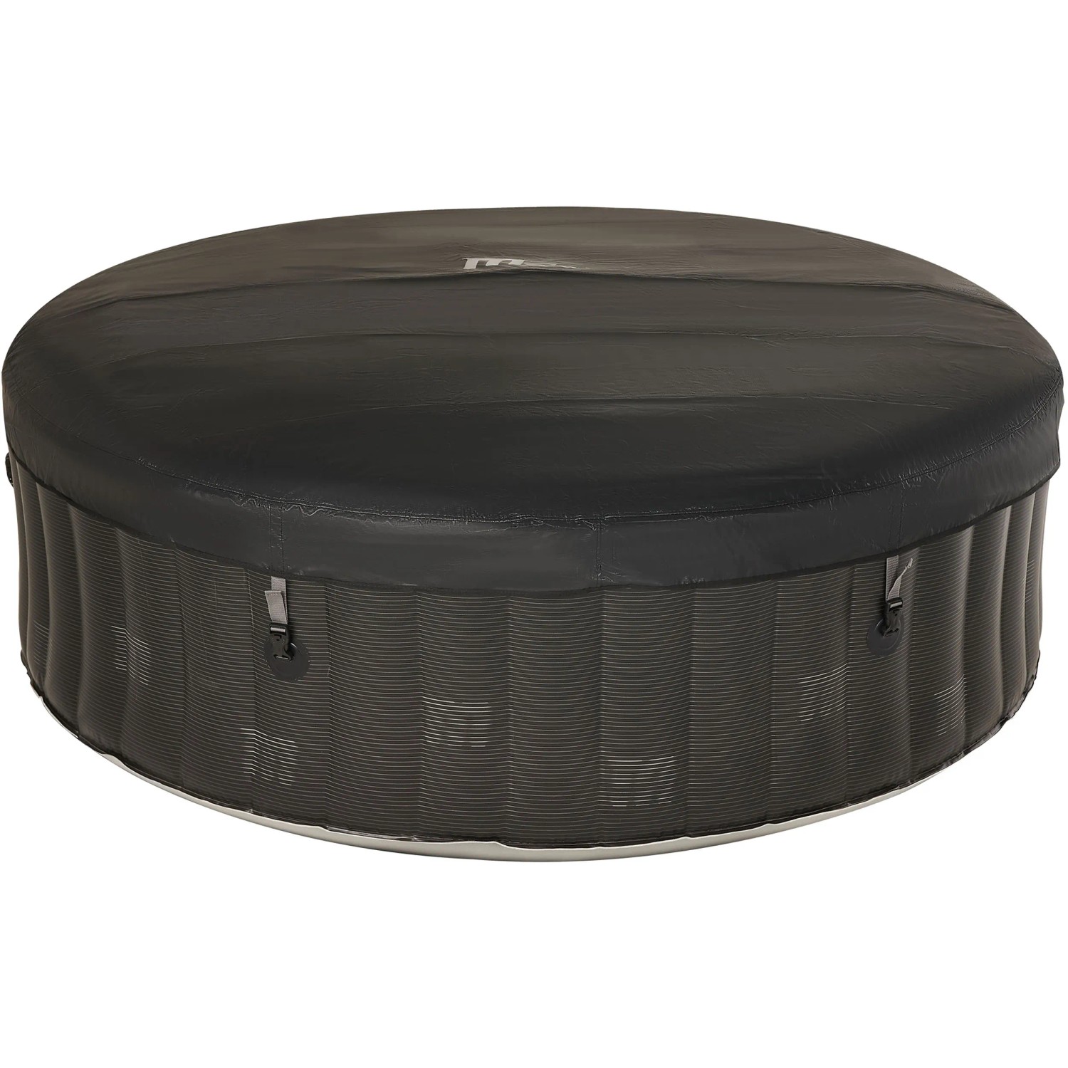 Abgedeckter, runder MSpa Comfort Whirlpool Starry AirJet in Graphitgrau. Aufblasbarer Outdoor-Pool.