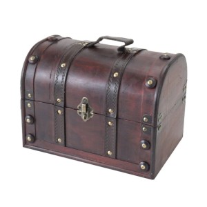 HMF 6404-130 Schatztruhe Schatzkiste Holztruhe Schloss 30 x 20 x 22 cm Italien