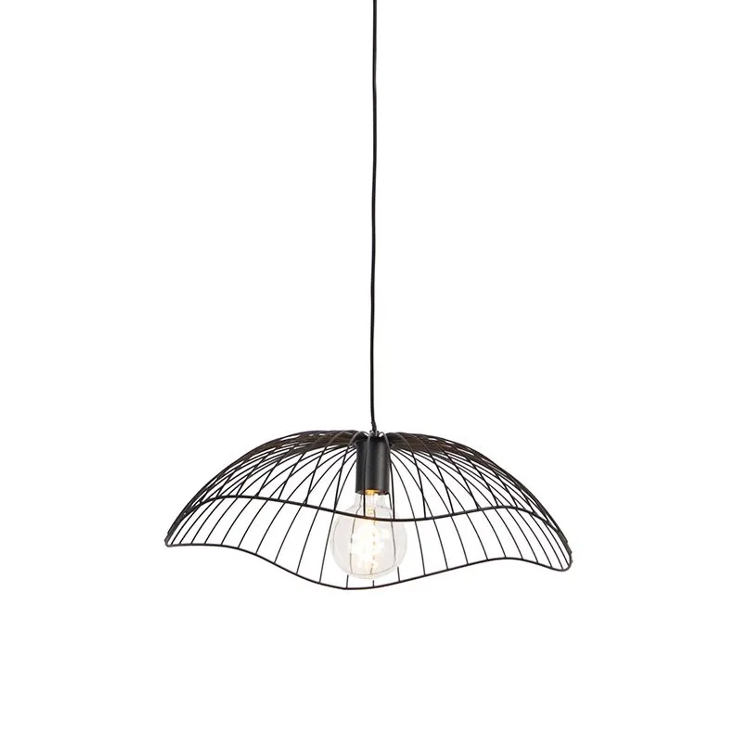 QAZQA Design Hängelampe Schwarz Draht 50cm Pua