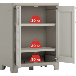 KIS Kunststoffschrank Gulliver, sandbeige, mit 2 Böden, belastbar bis 30 kg pro Boden.
