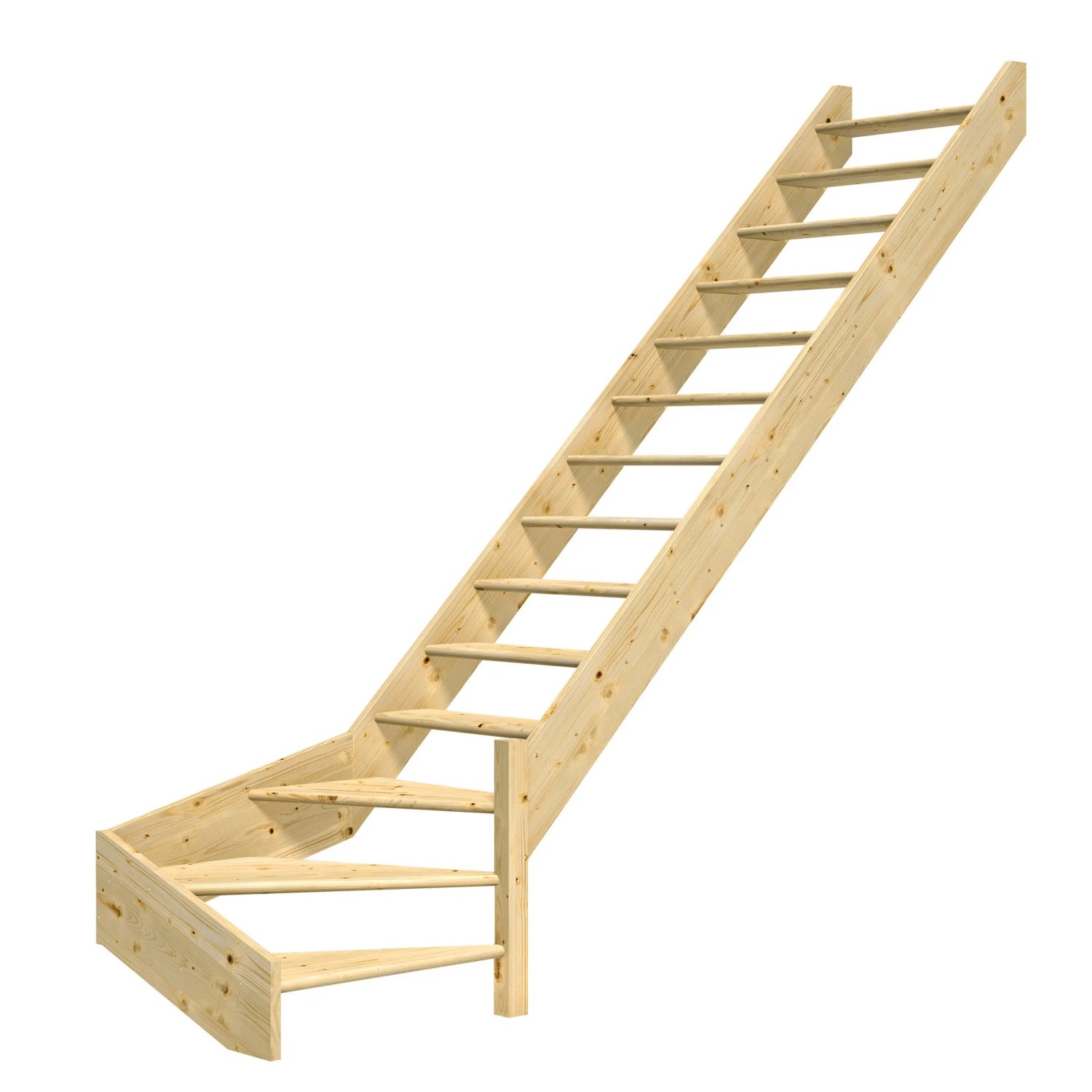 Dolle Wangentreppe Paris 1/4 gewendelt ohne Setzstufen Fichte FSC