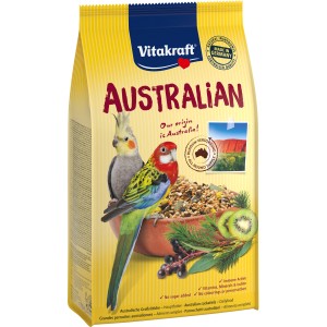 Vitakraft Australian Großsittichfutter 750g: Mischung mit Kiwi, Holunderbeeren und Eukalyptus.