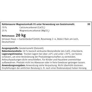 Detailansicht der Produktinformationen von Garten- und Rasenkalk Dolomitkalk 20 kg.