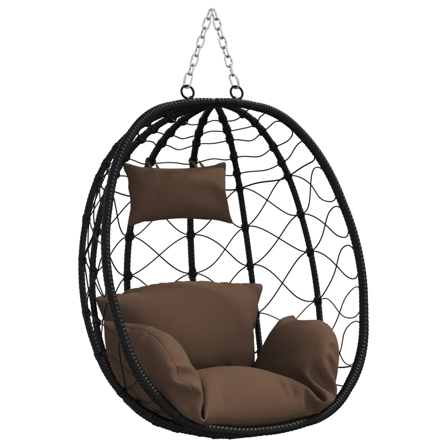 vidaXL Hängender Eierstuhl Korb ohne Ständer Kaffee Poly Rattan 42003847