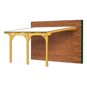 Skan Holz Terrassenüberdachung Rimini, 434x250 cm, aus Douglasie mit Polycarbonat-Doppelstegplatten.