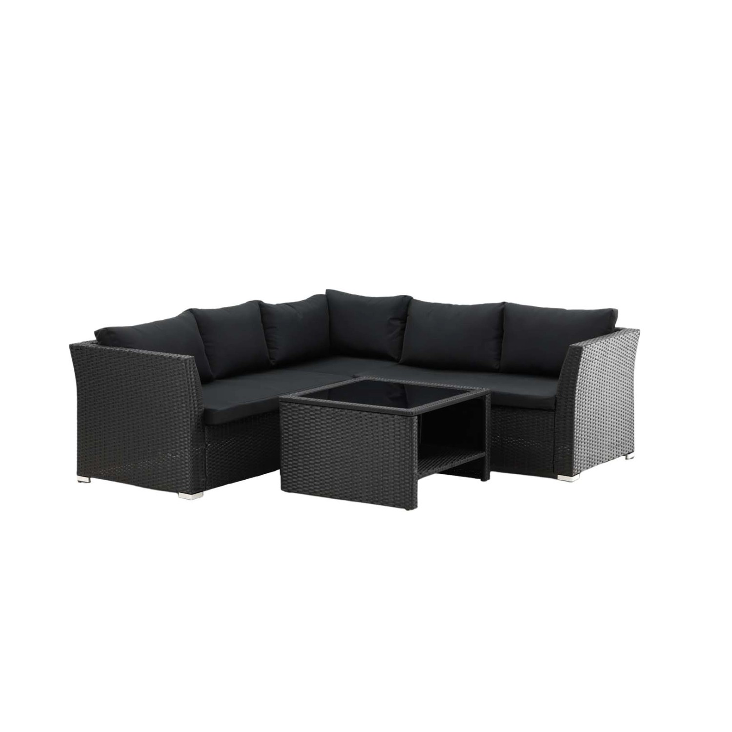 ebuy24 Haiti Lounge-Set 4 Teile Schwarz