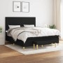 Schwarzes vidaXL Boxspringbett (180x200 cm) mit Matratze und Bank, Stoffbezug.