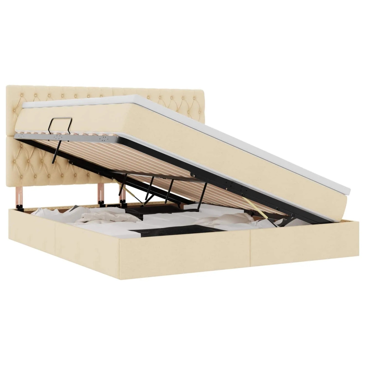 vidaXL Bett mit Stauraum und LED Creme 180 x 200 cm Polyester 3372499