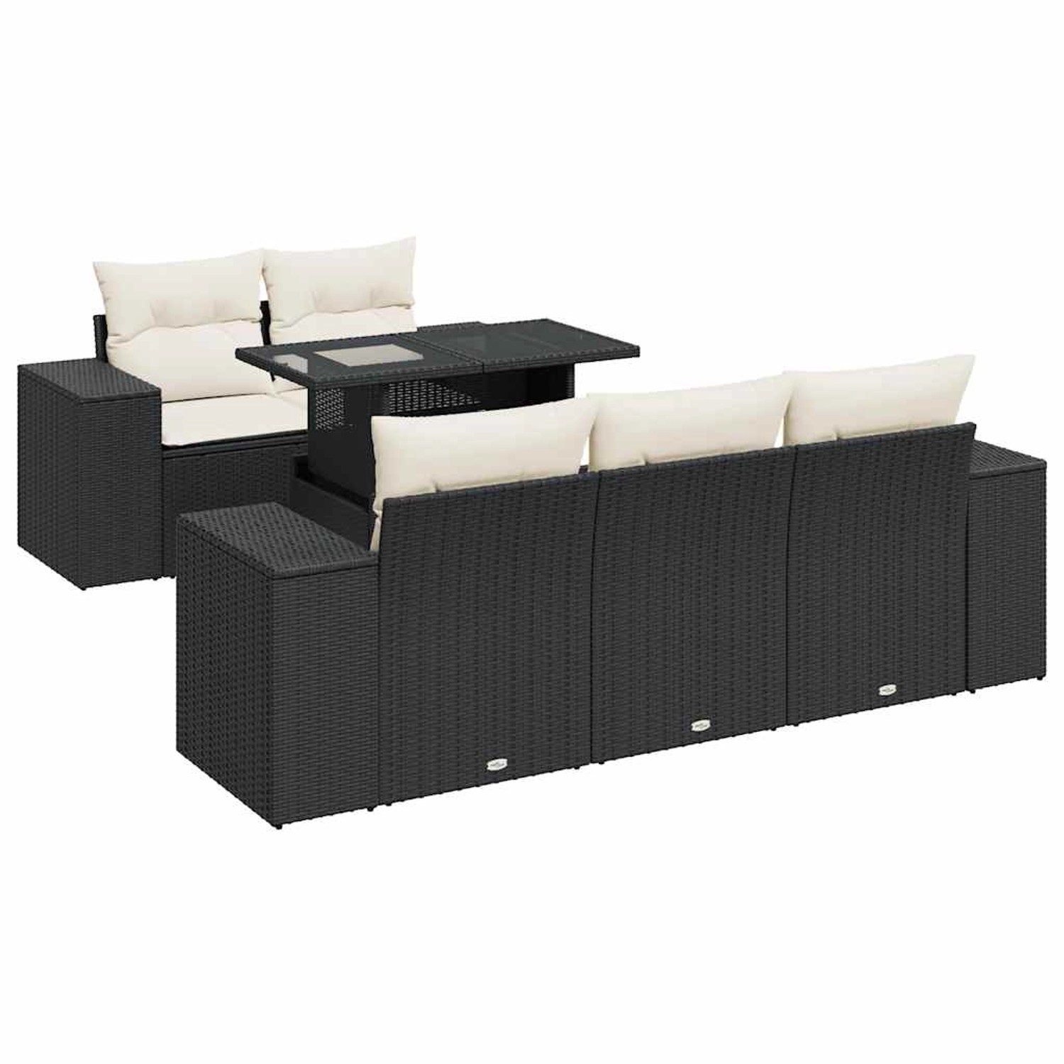 vidaXL 6-Tlg Garten-Sofagarnitur mit Kissen Schwarz Poly Rattan 3326727 günstig online kaufen