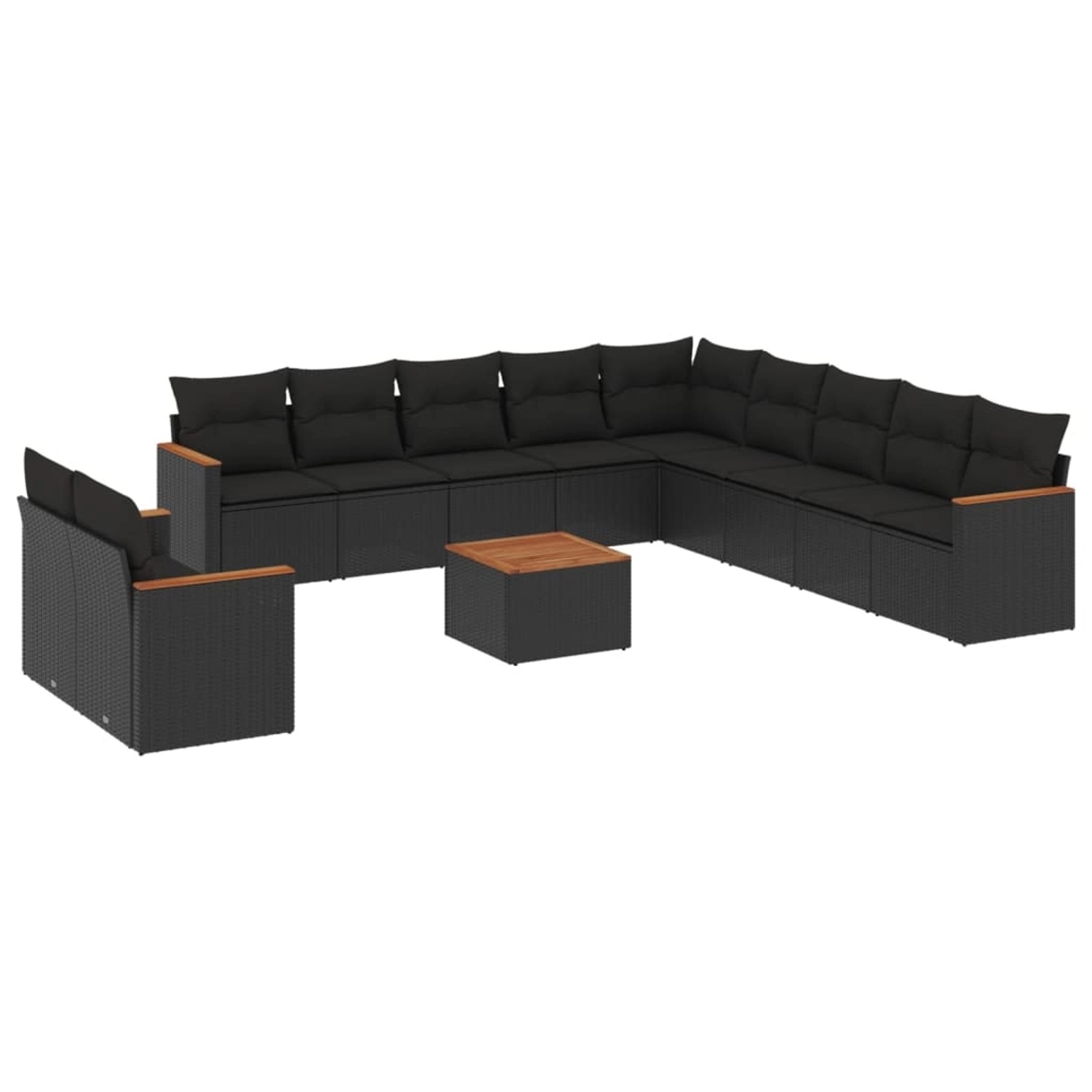 vidaXL 12-Tlg Garten-Sofagarnitur mit Kissen Schwarz Poly Rattan 3226132 günstig online kaufen