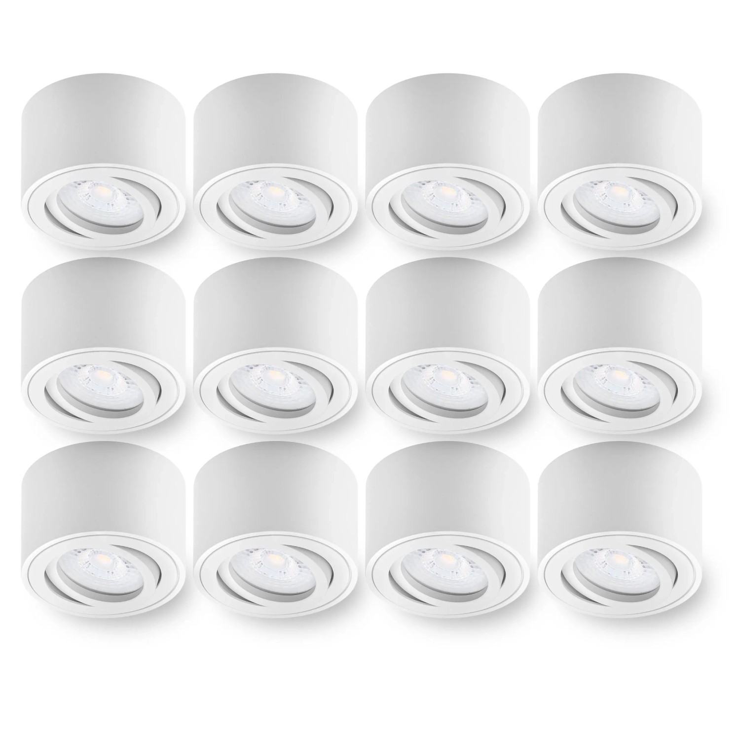 Oktaplex Lile S 12er Set LED-Aufbauspots Weiß Energieklasse A Rund Schwenkbar 3000K Warmweiß 1,9W 230V Deckenspots