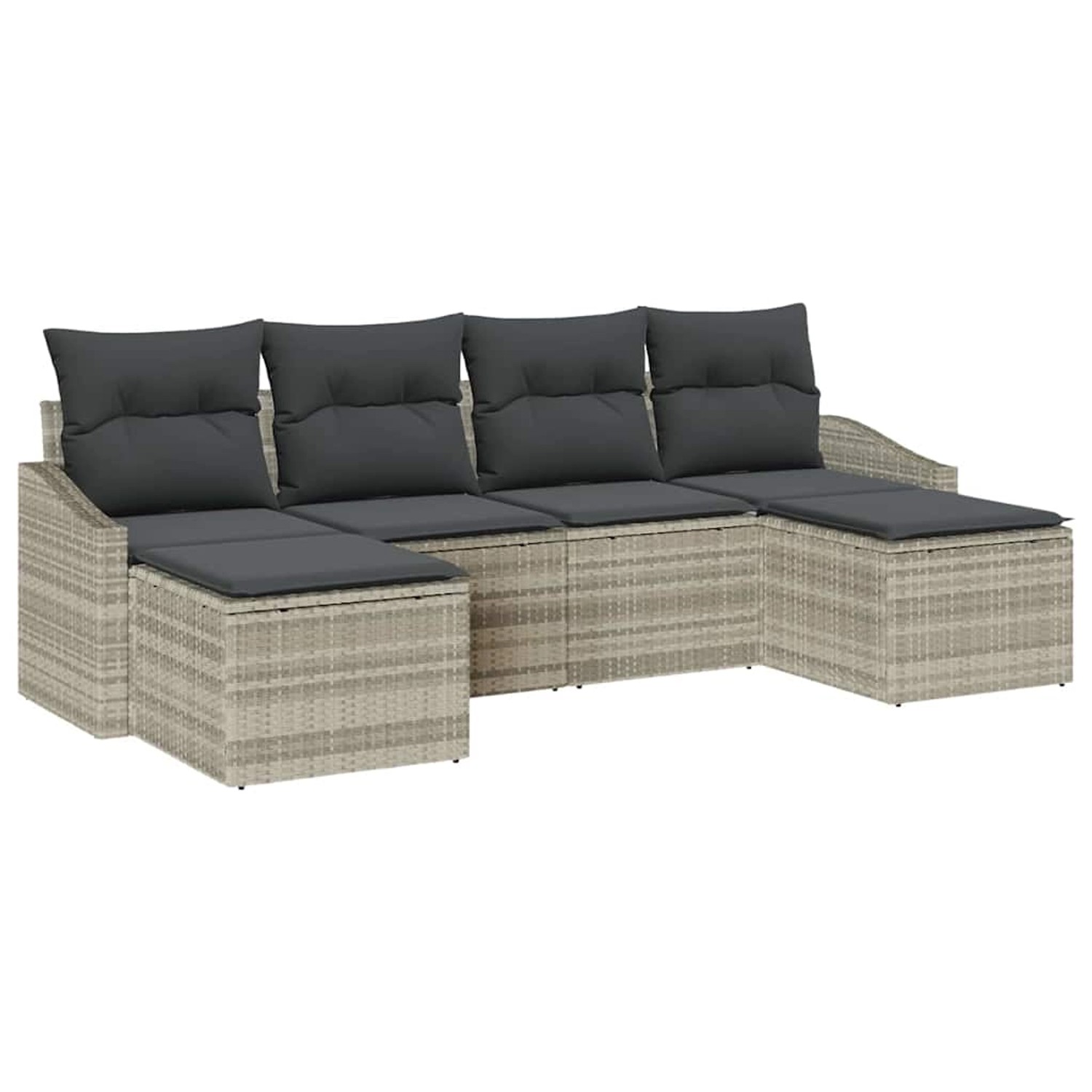 vidaXL Garten-Sofa-Set 6-Tlg Hellgrau Poly Rattan 3346832 günstig online kaufen