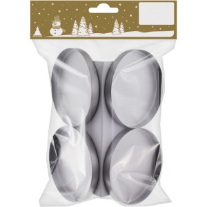 Weihnachtliche Teelichthalter, 4er Set, Silber matt, Ø 7,5cm, für stimmungsvolle Weihnachtsdeko.