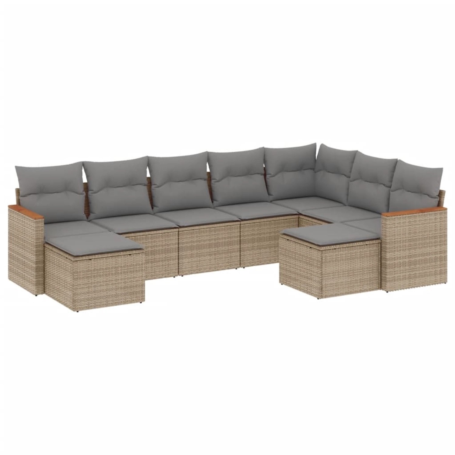 vidaXL 9-Tlg Garten-Sofagarnitur mit Kissen Beige Poly Rattan 3226542 günstig online kaufen