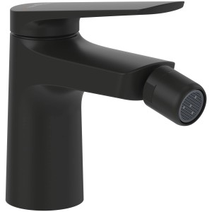 Villeroy & Boch Oasis Einhebel-Bidetarmatur mit Zugstange Keramikkartusch Wassersparend Auslaufhöhe 73mm Rund Matt Black