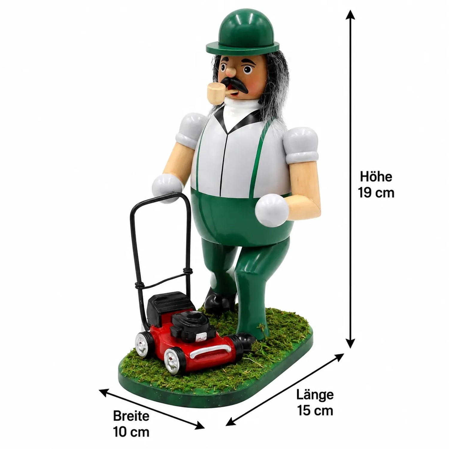 Dekohelden24 Räuchermann Handwerker Räucherfigur Weihnachtsräucherfigur Räuchergefäß Gartenarbeiter Landschaftsgärtner Geschenk L/B/H 15 x 10 x 19 cm_3