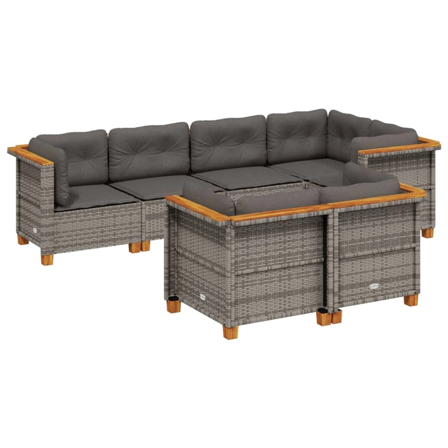 vidaXL 7-Tlg Garten-Sofagarnitur mit Kissen Grau Poly Rattan 3261882 günstig online kaufen