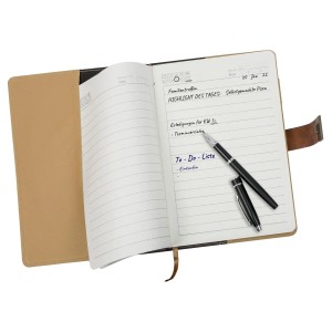 HMF TB1-RUD-A5-19 Notizbuch mit Schloss Tagebuch Kunstleder A5 Ruder Braun