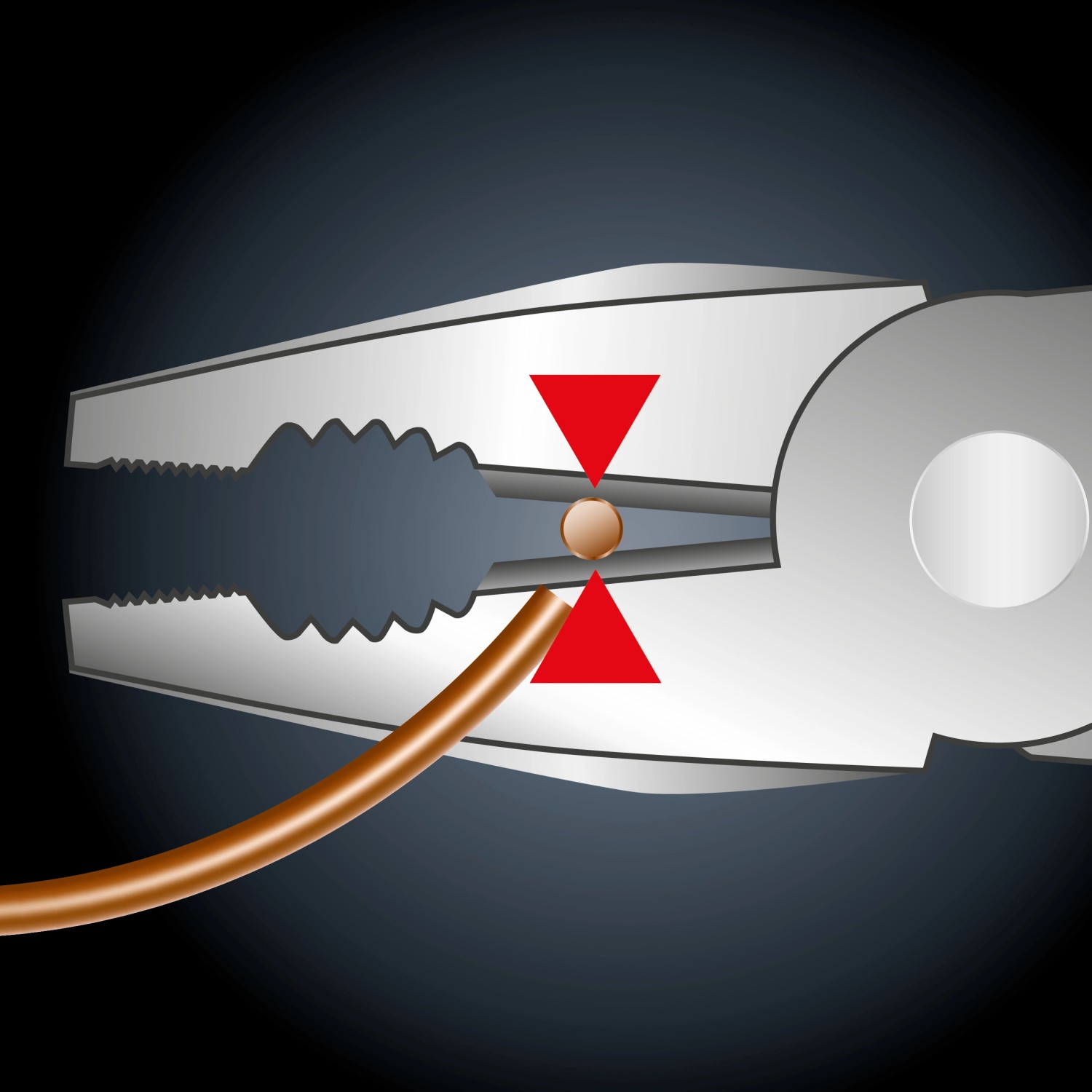 LUX PRO Kraft-Kombizange schneidet Kupferdraht, isolierte Griffe, Made in Germany.