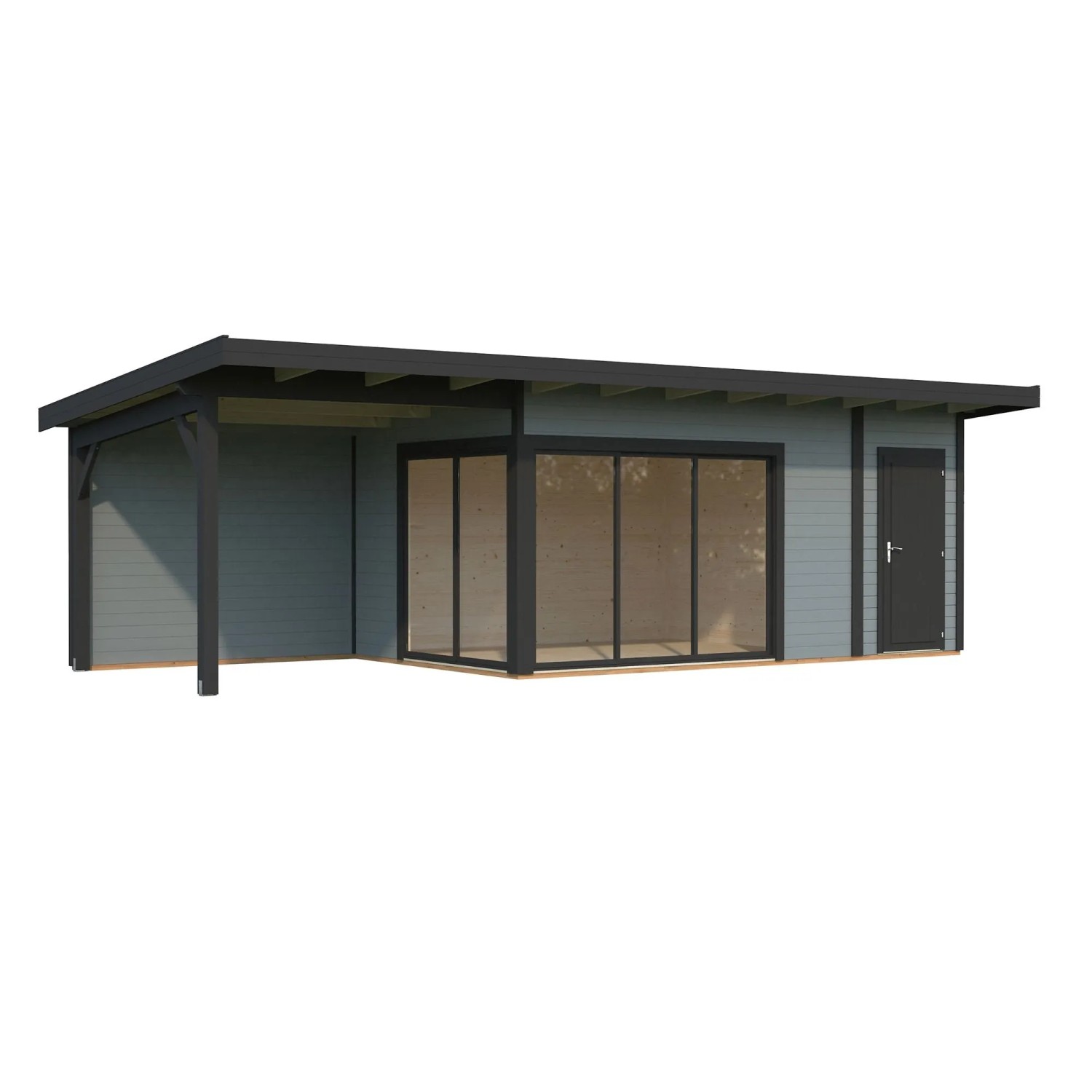 Palmako Holz-Gartenhaus Andrea Slide Plus Pultdach Lackiert 833 cm x 300 cm