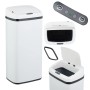 Weißer Relaxdays Sensor-Mülleimer aus Stahl, 40 l, mit automatischem Deckel, Beutelhalterung und Fernbedienung.