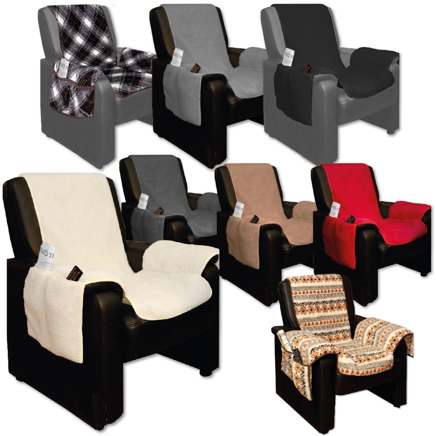 Bestlivings Sesselschoner Lammflor in verschiedenen Farben und Mustern für Sessel.