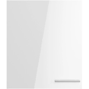 Weißer Optifit Rurik986 Küchen-Hängeschrank (60cm) mit Edelstahlgriff.