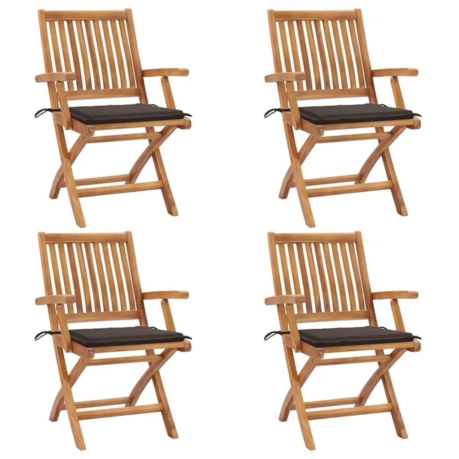 vidaXL Klappbare Gartenstühle mit Kissen 4 Stk Massivholz Teak 3072731 günstig online kaufen