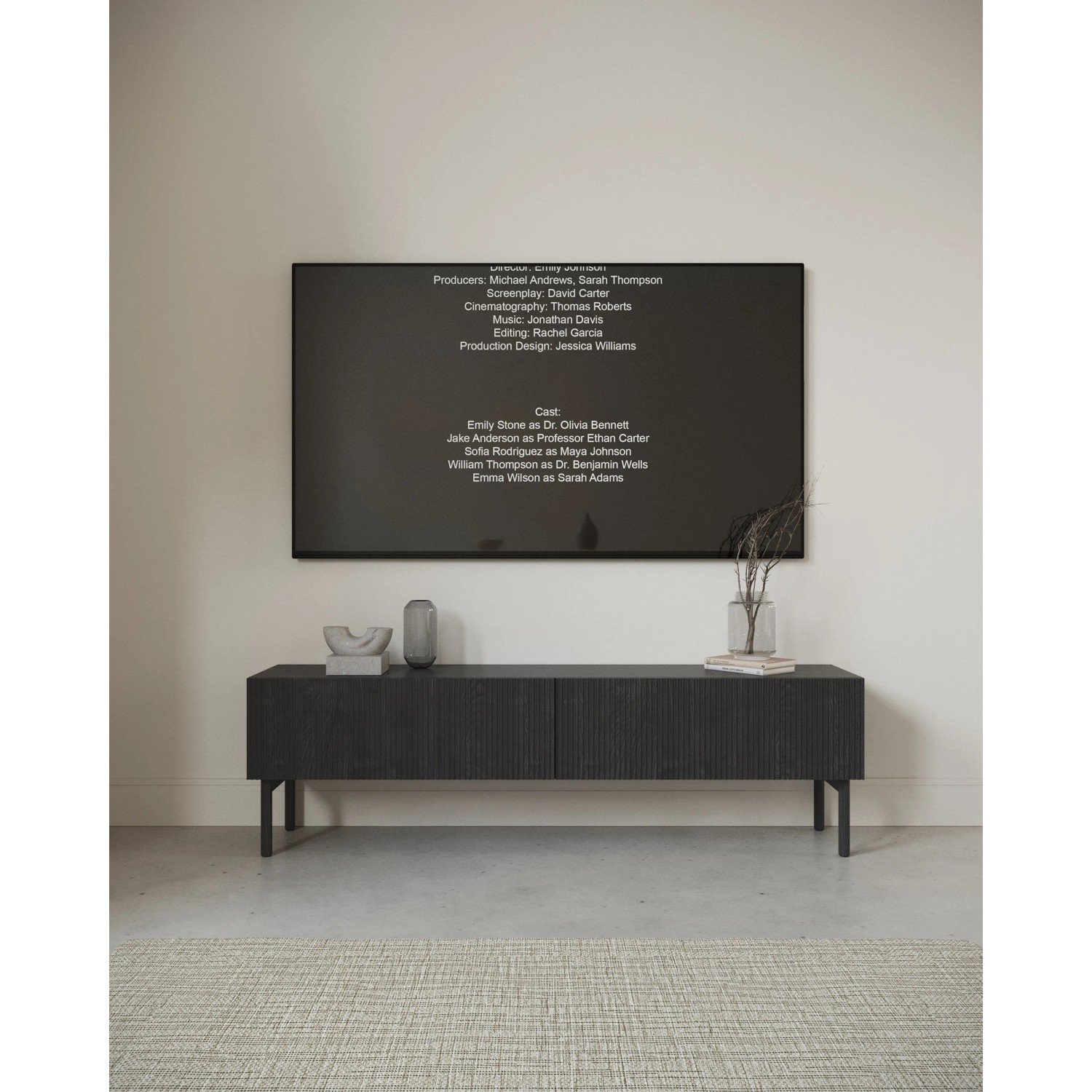 TV-Lowboard Nolie 175 cm Portland Esche Schwarz