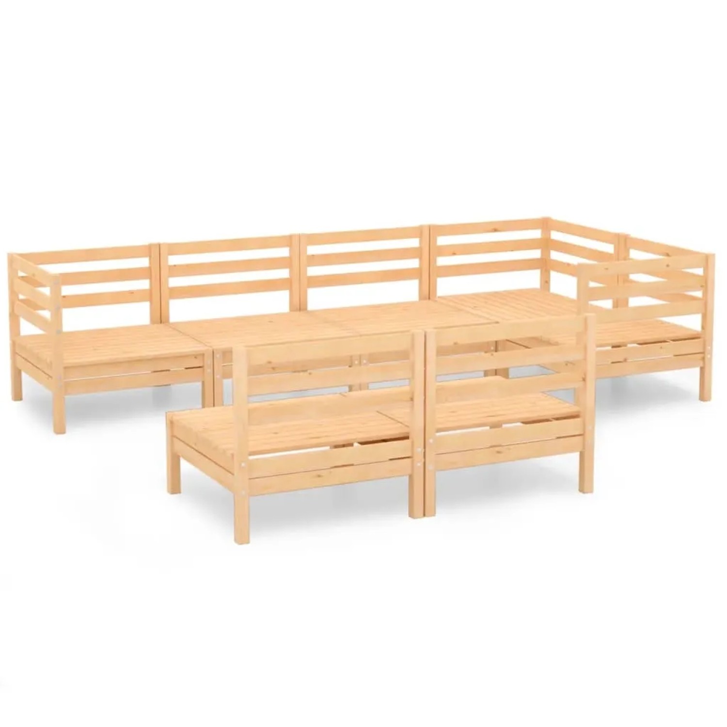 vidaXL 7-Tlg Garten-Lounge-Set Massivholz Kiefer 3082747