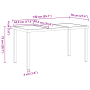 Skizze des vidaXL Garten-Esstischs, Teil eines 5-teiligen Sets, mit Maßangaben.