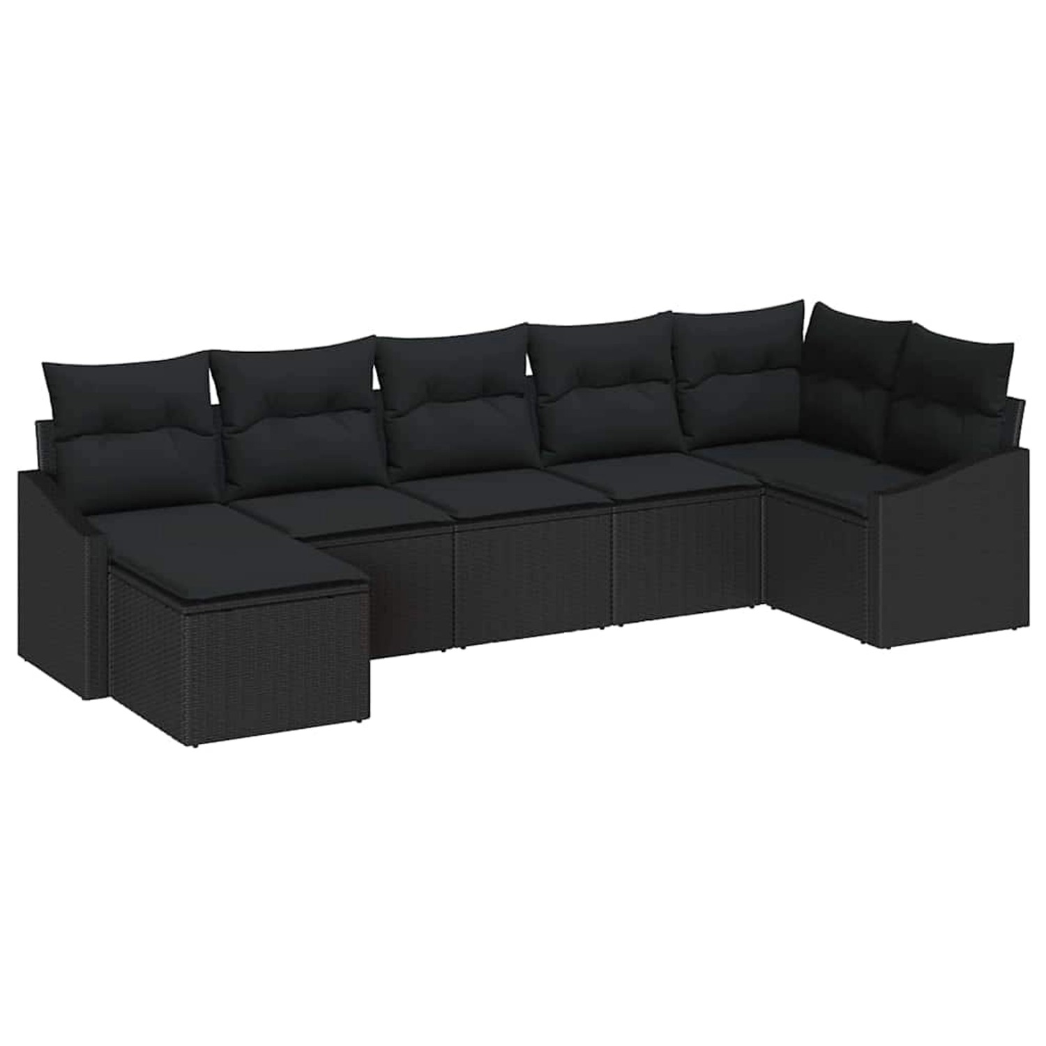 vidaXL Garten-Sofa-Set 7-Tlg Schwarz Poly Rattan 3346813 günstig online kaufen
