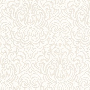 Cremeweiße Barock Tapete mit floralem Ornament Muster für Wohn- und Schlafzimmer.