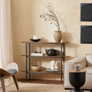 SoBuy Konsolentisch FSB67-WS in Braun/Schwarz mit drei Ablagen als Flurtisch oder Sideboard.