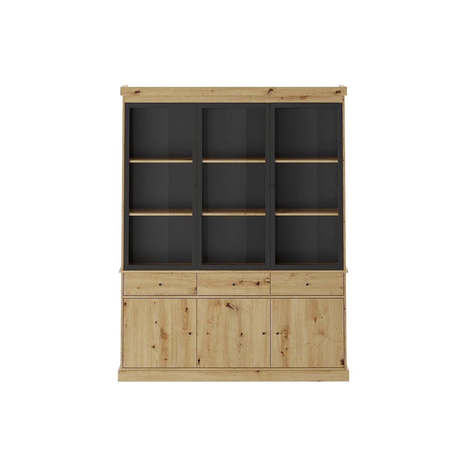 Vente-unique Vitrinenschrank Marsoria Schwarz  Naturfarben Hell 172.5 cm