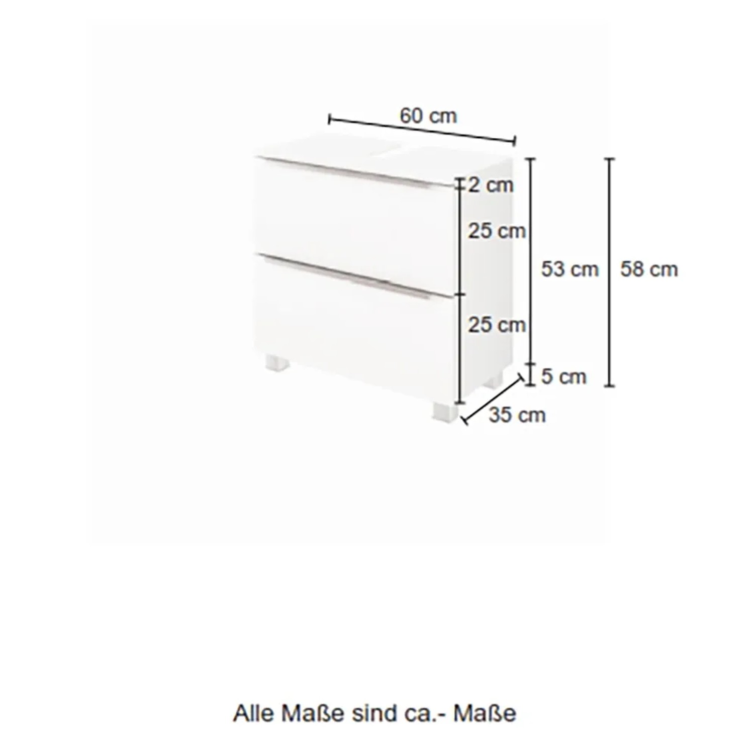 Held Möbel Waschbeckenunterschrank Monza, 60 cm, matt weiß, Maße
