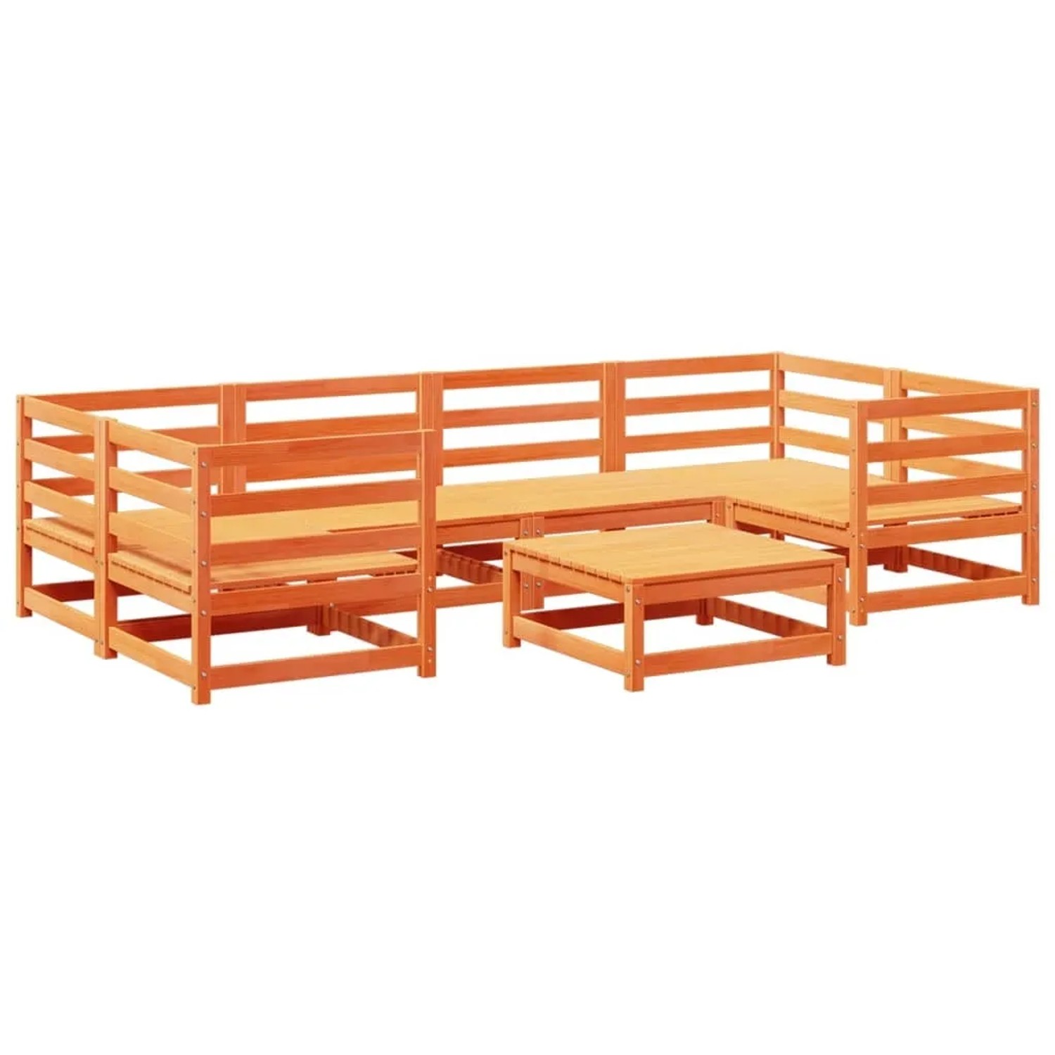 vidaXL 7-Tlg Garten-Sofagarnitur Wachsbraun Massivholz Kiefer 3299309 günstig online kaufen