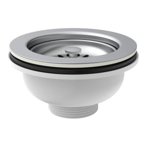 Kirchhoff Korbventil mit Edelstahl-Sieb (Ø 114mm) für Spüle, 1 1/2 AG Anschluss.