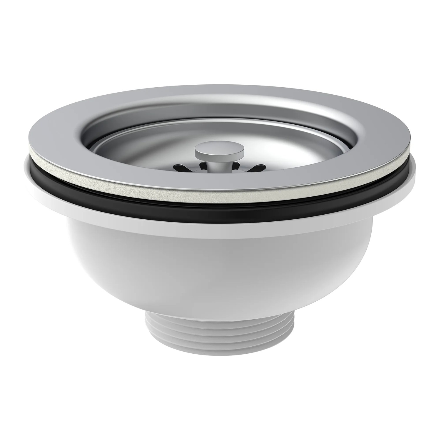 Kirchhoff Korbventil mit Edelstahl-Sieb (Ø 114mm) für Spüle, 1 1/2 AG Anschluss.